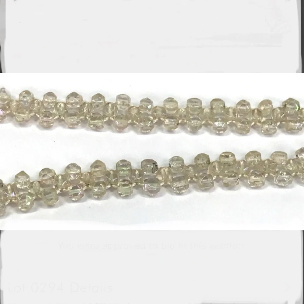 Vintage‎ 14K gold filled clasp woven AB glass beads necklace.